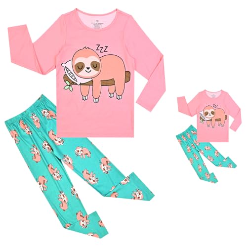 QPANCY Matching Girls&Dolls Pjs Set Kids Pajamas Long Sleeve Fall Winter Sleepwear - Main Image