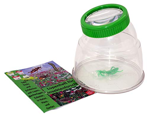MEDUP 5fach Riesen Becherlupe Insektenbeobachter mit Sicherheitsverschluss und Belüftung mit informativem Lupenheft Cover