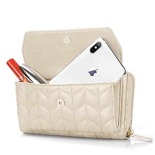 Image of nuoku RFID Blocking Wristlet Wallet for Women, Zip-Around Crossbody Clutch with 2 Removable Straps