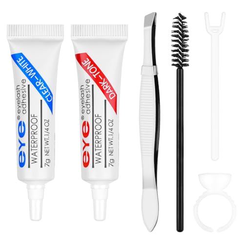 Pegamento Pestañas Postizas, 7g*2 Adhesivo Pestañas Postizas artificiales, Adhesivo para Pestañas Profesional Semipermanentes de Secado Rápido de Larga Duración