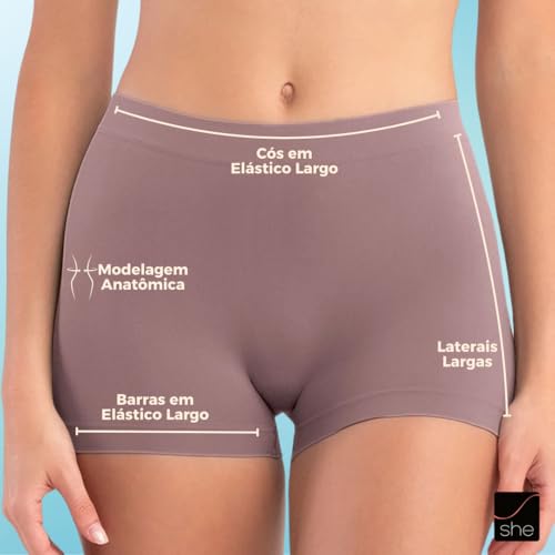 02 Calcinhas Boyshort Sem Costura Microfibra Feminina Adulto She | | 1 Rosa - 1 Rosa Queimado | GG