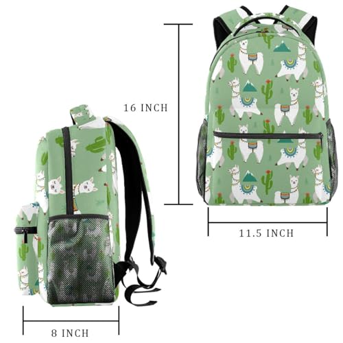 Sac à dos d'école fille et garçon avec grand compartiment motif lama imprimé