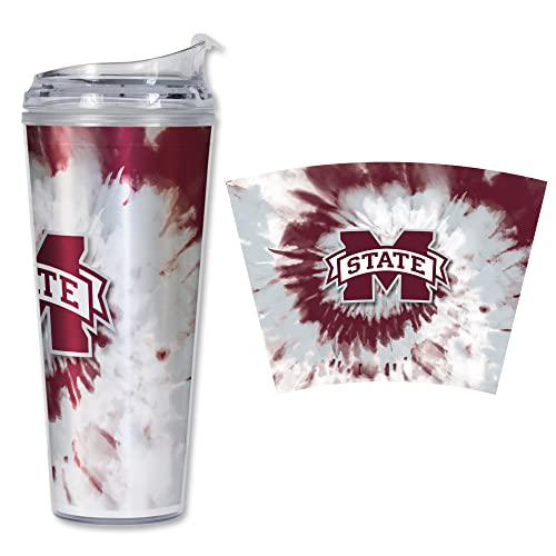 Image of Rico Industries NCAA Glitter 24oz Acrylic Glitter Tumbler with Hinged Lid, Officially Licensed Double Wall Tumbler with Straw