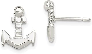 Brincos de prata esterlina 925 náutica âncora navio roda marinheiros mini pino joias finas para mulheres presentes para ela, Prata esterlina Cristal