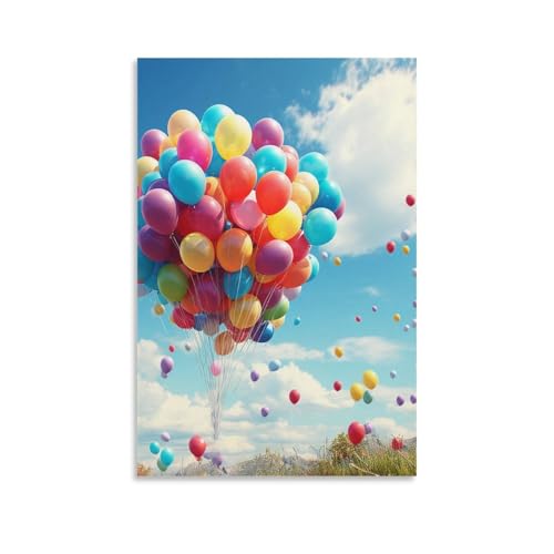 Toile murale suspendre ballons colorés décoration esthétique 60x90cm