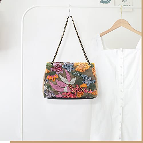 Qtkj Tote Bag For Women Beach Bag Sequin Embroidery Straw Bag Bohemian Handbag Large Capacity Shoulder Bag Suitable For Vacation Travel Daily thumb #5