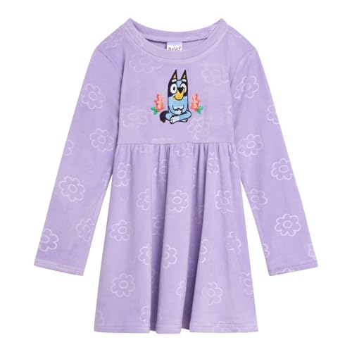 Bluey Girls Velour Skater Dress Toddler to Big Kid Sizes (2T - 10-12)