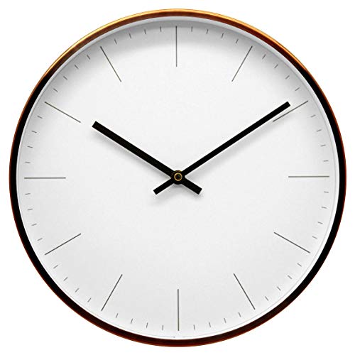 COMODO CASA Wall Clock- Metal Frame-Glass Cover-Non Ticking-Quartz Sweep-Silent 12 inch Wall Clocks