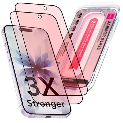 Upcommon UARMOR Screen Protector for [iPhone 17] Red Light Converter Anti-Blue Light [3X Impact Resistance] 9H Tempered Glass with Easy Installation Kit Full Edge Coverage Fit [2 Pack]