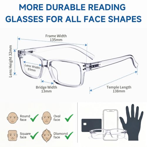 Image of Eyekepper Reading Glasses 3.25 Men, Readers for Women, 5pack Clear Frame