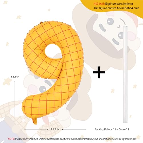 Image of 40 inch Matte Yellow Balloons Toy Inspired Story Theme party Supplies Digital 9 | Number Birthday Decoration, Cowboy Decorations Western, Cowgirl Party Balloon