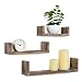 MyGift Wall Mounted Brown Wood U-Shaped Floating Shelves, Set of 3