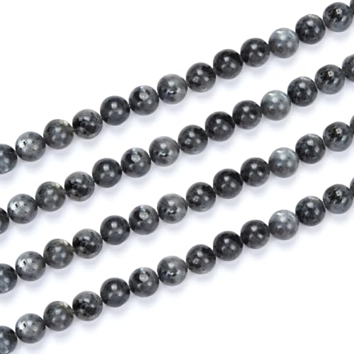 1 Strand Adabele Natural Larvikite Black Labradorite Healing Gemstone 8mm (0.31 inch) Round Loose Beads Gem Stone Spacer (43-46pcs) for Craft Jewelry Making GF20-8