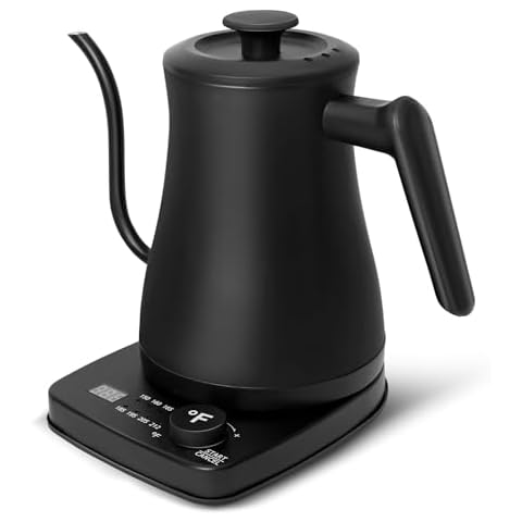 TUMIDY Electric Gooseneck Kettle Temperature Control 1L 8 Variable Presets Pour over Coffee Kettle, 1500W Rapid Heating, Stainless Steel Inner, Auto Shutoff Anti-dry Protection Matte Black Cover
