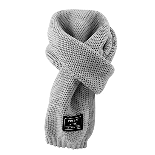 Image of PESAAT Kids Winter Infinity Scarf Knit Cotton Toddler Boy Girls Scarves
