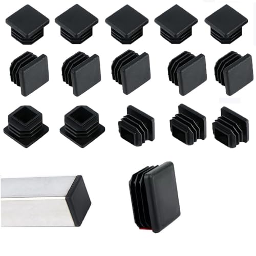 Image of 16 Pack Square Plastic Plugs,1 inch Inch Insert End Caps for Square Tubing Post，Black Chair Leg caps for Metal Tubing, Fence, Glide Insert for Pipe Post, Chairs and Furniture
