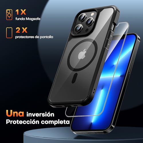 Image of TAURI for iPhone 13 Pro Case, Compatible with MagSafe, Black | with Screen Protector, Not-Yellowing Military-Grade Protection, Shockproof Slim Magnetic Case for iPhone 13 Pro
