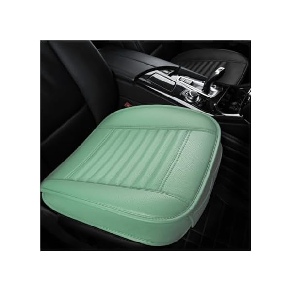 Sylvil Car Seat Bottom Cover, Bamboo Charcoal Full-Wrap Non-Slip Leather Car Seat Cover, Breathable Auto Front Seat Bottom Cushion with Pocket, Universal Interior Car Accessories (Green)