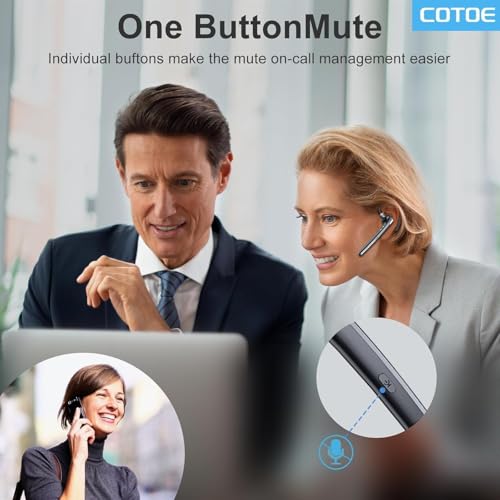 Image of Bluetooth Headset with 72-Hour Talk Time & 500mAh Charging Case, Bluetooth V5.3 Headset with Noise Cancelling Mic - Wireless Earpiece Hands-Free Headphones for Office Trucker Driving Business,Black