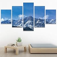 SIGNWIN 5 Panel Canvas Wall Art Modern Art Expressive Landscape Modern Mountain Top Multicolor Photography for Home Decorations Ready to Hang - 60