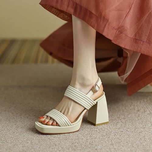 Platform Heels for Women High Block Chunky Open Toe Dance Dress Pump Sandals Shoes3