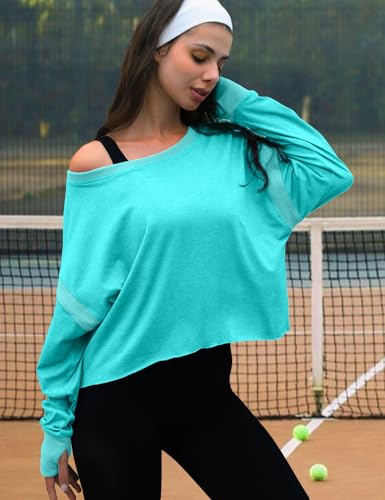 Image of UNIANKIYA Open Back Workout Tops for Women Long Sleeve Cropped Athletic Clothes Gym Running Yoga Low Impact Sports T Shirts