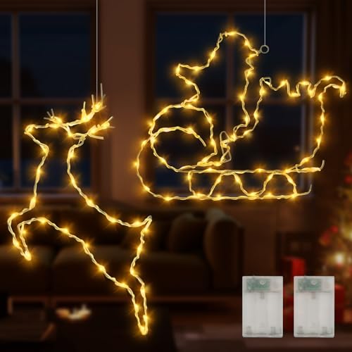 Weihnachtsbeleuchtung Fenster, 2 Stück LED Weihnachtsdeko Fenster...