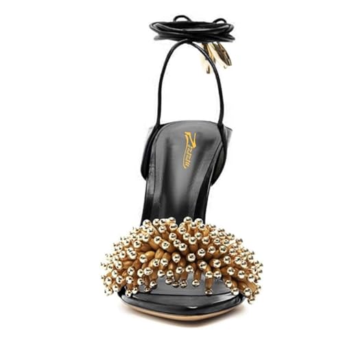 Zszszsu Women's Open Pointed Toe Fashion Sandals Stiletto High Heels Ankle Strap Self-tie Elegant Dress Party Daily Wear Shoes Size 4-16 US3