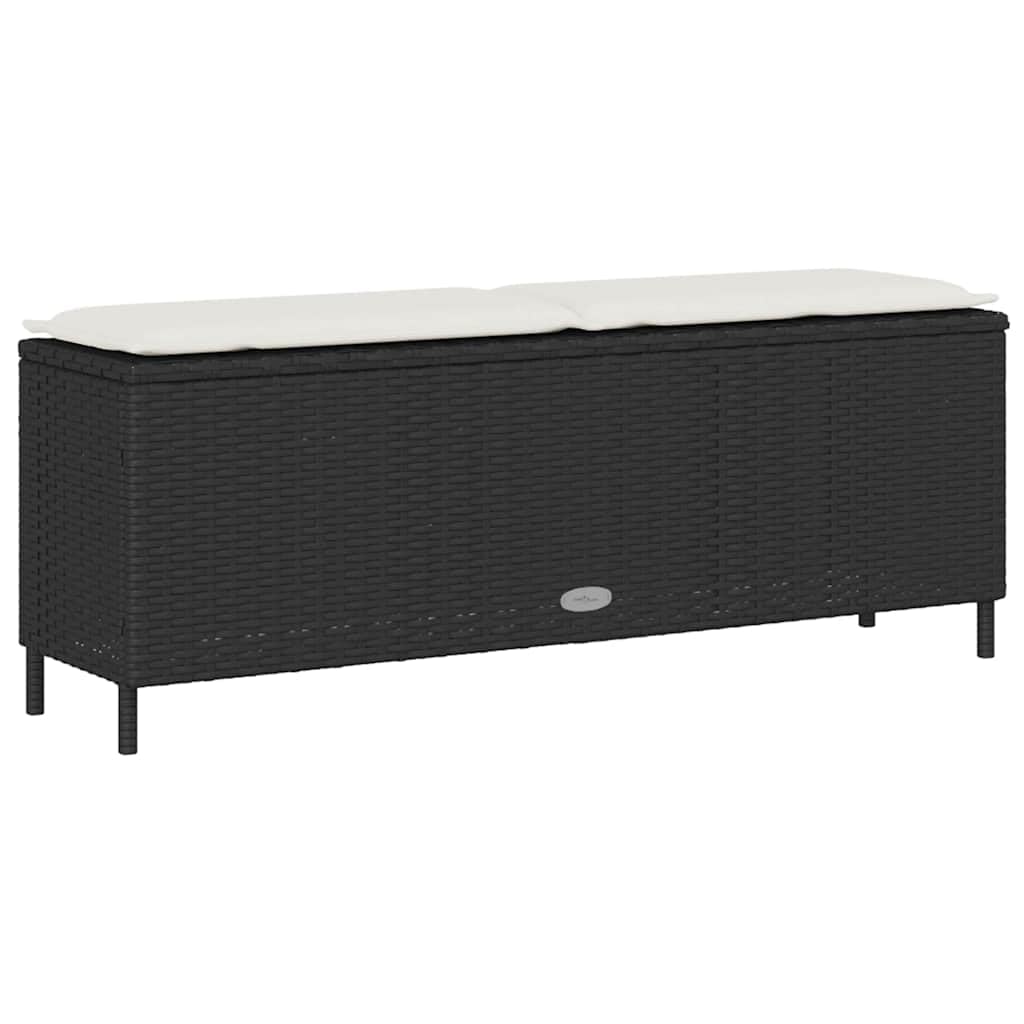 Vidaxl Gartenbank mit Kissen - Schwarzer Polyrattan - Stahlrahmen - UV-Resistent - Ideal für Terrasse, Garten oder Deck - 110x30x40,5cm
