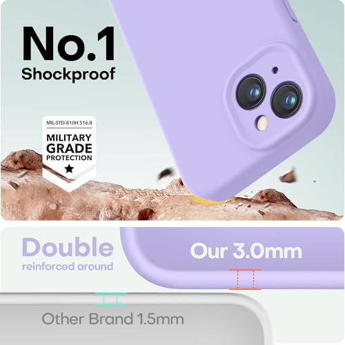 Image of LOVE 3000 Compatible with iPhone 15 Case, [Smooth Silicone Full Coverage Camera] [8ft Drop Protection], Soft Microfiber Lining Full Body Protective Case for iPhone 15 6.1 inch - Light Purple