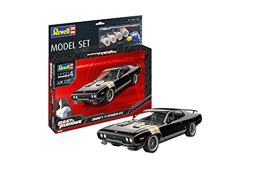Revell Modellbausatz F&F Dominics 1971 Plymouth GTX I MaÃstab 1:24 I Fast & Furious I Detailreiche Nachbildung I Unlackiert I Starter Kit mit Basis-Zubehör I Für Fortgeschrittene