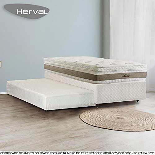Cama Box Herval Solteiro Amore, 62x88x188 cm, Colchão Auxiliar, Molas Ensacadas