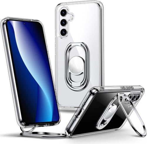 SHIELDS UP for Samsung A57 5G Back Cover with Stand, Samsung Galaxy A57 5G Clear Case with Double Ring Holder [Adjustable & Foldable] Shockproof Protective Phone Cover - Clear