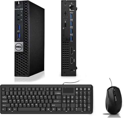 Dell Optiplex 5050 Mini-PC mit Intel Core i5-6500, 8 GB RAM, 256 GB SSD, US-QWERTY-Tastatur, WLAN, Bluetooth und Windows 11 Pro (Generalüberholt)