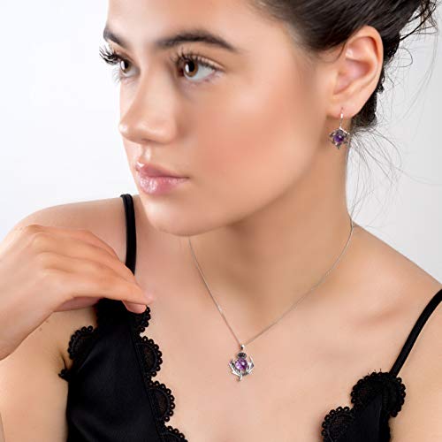Bijoux argent 925 anti-allergie chardon écossais améthyste - 2