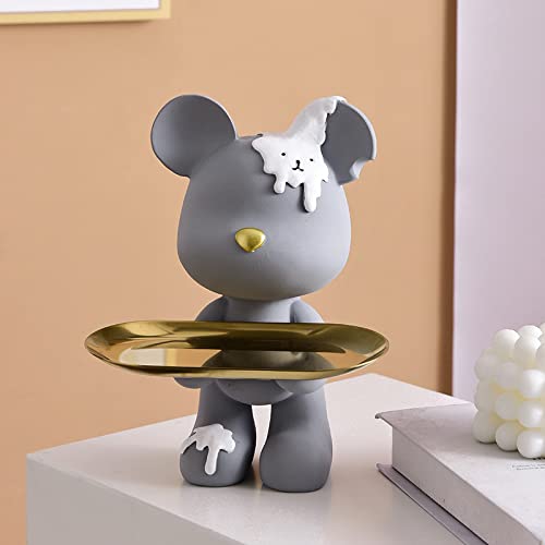 BLOOOK Bandeja Decorativa Con Diseño De Oso De Rosas Con Llave, Estatua De Oso De Peluche Para Salón, Pasillo, Alféizar De Ventana, Figuras Decorativas Para El Hogar, Artículo Decorativo, Regalo Del