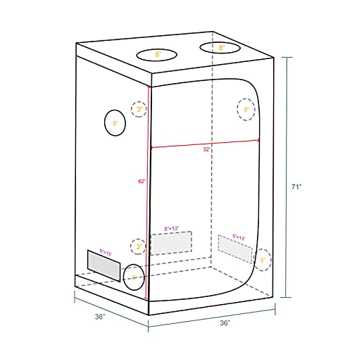 Mars Hydro 3X3 Grow Tent, 36"X36"X71" Reflective Mylargrow Tents With Removable Floor Tray View Window For Indoor Plant Growing Room For Ts1000/Fc3000/Fc-E3000 #TOP5