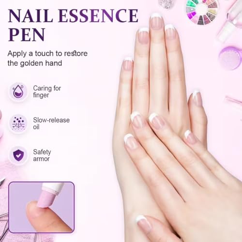 2 Stück 3-In-1 Nagelhautölstift, Nagelhautschieber Ölstift mit Keramikspitze, Feuchtigkeitsspendender Cuticle Oil Pen,Nagelhautentfernerstift,Nagelpflege Stift für Trockene, Beschädigte Nägel