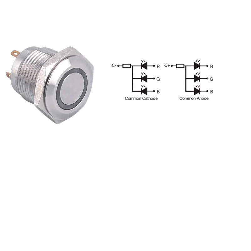 Bouton-poussoir 12V à LED blanche 4 broches pour commande précise - 2