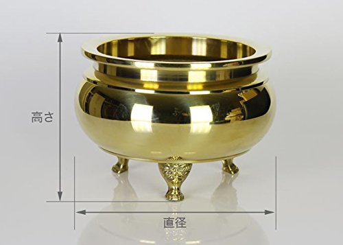 獅子型・ 香炉・ 真鍮製 Amazon｜真鍮製 机上香炉 磨き(金)4.5寸 ※足は獅子型となります｜仏壇