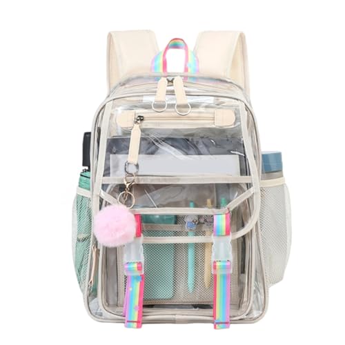 Sac à dos ordinateur portable transparent blanc en PVC grande capacité style bohème