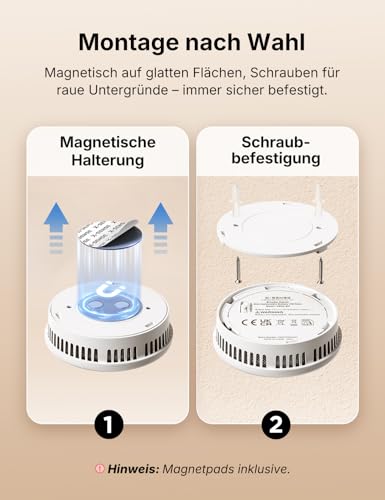 X-Sense Rauchmelder mit 10-Jahres-Batterie, Magnethalterung, XS0G-SN, 6 Set – Ansicht 5