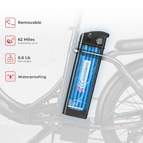 SAMEBIKE Elektrische fiets voor volwassenen, 20 inch, inklapbaar, elektrische fiets met ondersteunde pedalen, city e-bike, uniseks, volwassenen, afneembare accu, 36 V, 12 Ah, elektrische fiets voor 7 - Afbeelding 5