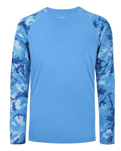Image of FISHEAL Mens Long Sleeve Fishing Camo Shirts, UPF 50+ Sun Swim Rash Guard