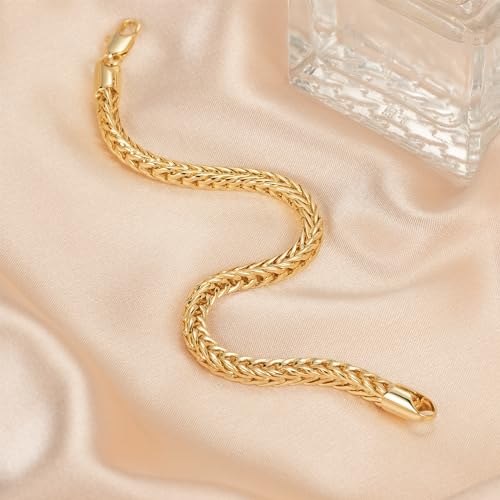 Pulsera de cadena foxtail bañada en oro 14k unisex miniatura 3