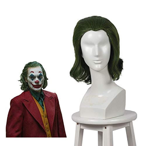 Anime Cosplay Green Short Hair Wig Clown Arthur Flake Fashion Anime Wig Can be Used for Halloween Parties and Other Places（13''Green）