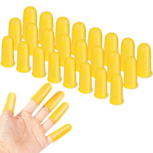 DANRONG 24pcs Silicone Finger Protectors Rubber Fingers Tips 3 Sizes Finger Covers Thimble Guard Pads Caps for Hot Glue Gun Money Counting Collating Writing Sorting Task Wax Rosin Resin Crafts Sewing