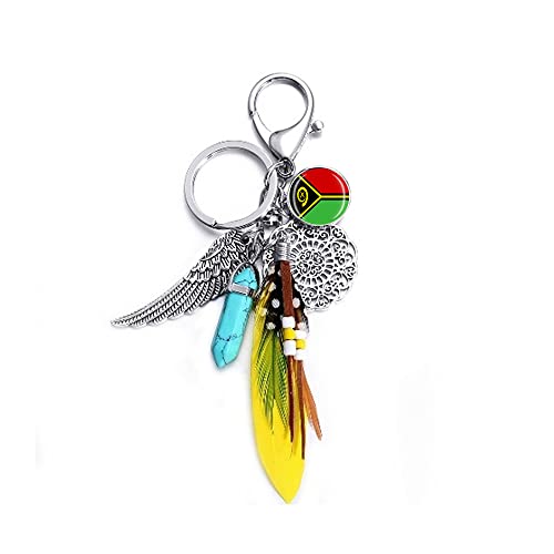 Porte-clés Vanuatu - Motif drapeau - Pour sac à dos - Décoration de sac cadeau - Souvenir de voyage