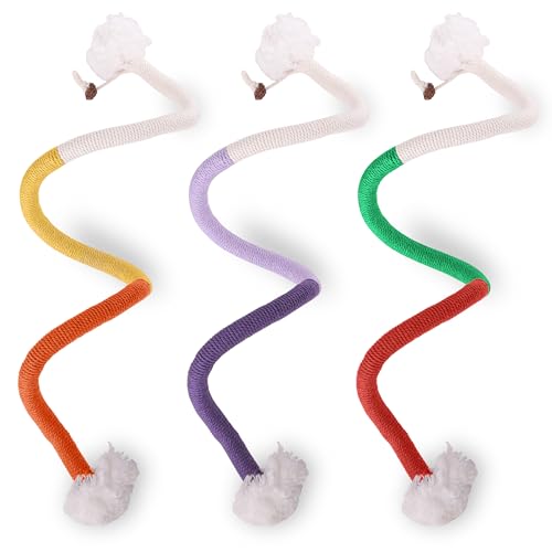 Deetenks 3 Pack Cotton Rope Cat Toys for Teeth Cleaning, Cat Chew Toy with Silvervine Fruit, Interactive Cat Rope Toys for Cats and Kitty