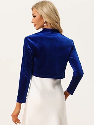 Image of Allegra K Velvet Shrug for Women's Long Sleeve Open Front Cardigan Cocktail Party Cropped Bolero Jacket
